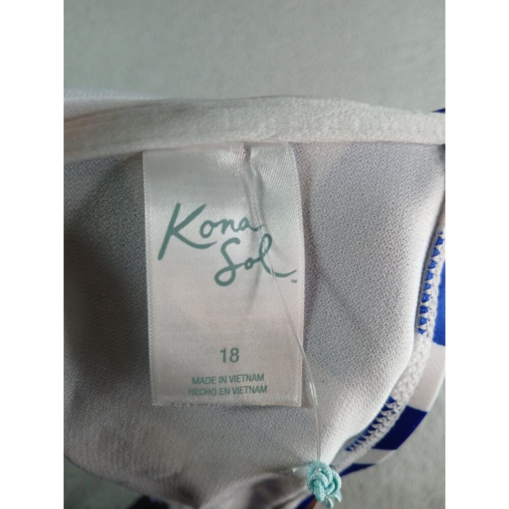 Kona Sol Swimsuit Womens 1X (17-18) Blue Bikini Padded Underwire High Waist NWT - Picture 2 of 14